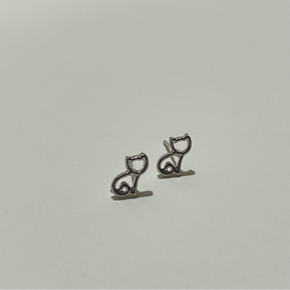 Tiny Silver Cat Earrings